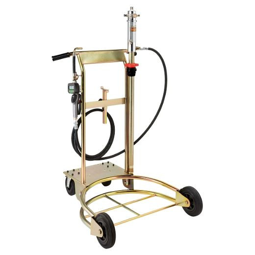 Distributeur d'huile ELMAG DL, POMPE À HUILE PREMIUM mobile, STANDARD, avec pompe à huile DL POP 600/130, tuyau de 2 m et pistolet à huile avec compteur numérique, 33100