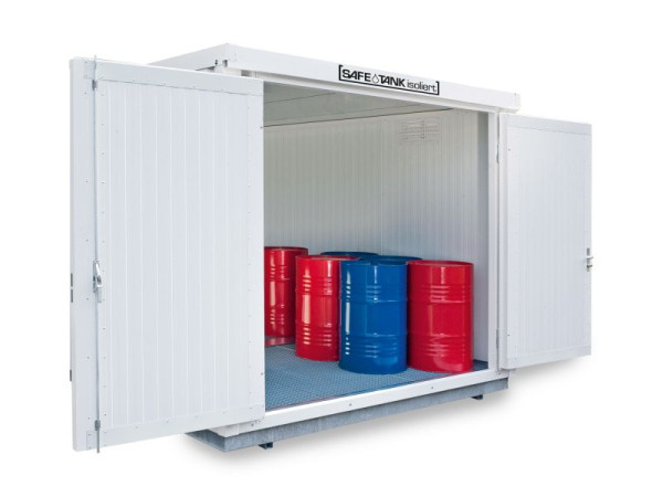 SÄBU SAFE Tank STI 1000 KTC, isolé, assemblé, plastifié RAL 9002, 3050 x 2170 x 2560 mm