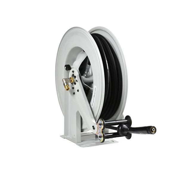 Enrouleur de tuyau Ebinger OSM 500, boîtier en acier peint, fluide : haute pression 400, tuyau de 25 m bleu, ID : 8 mm, 1.500.403