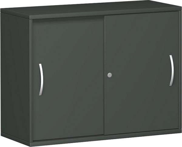 armoire à portes coulissantes geramöbel avec panneau central, 2 étagères décoratives, verrouillable, 1000x425x768, graphite/graphite, N-10S210-GG