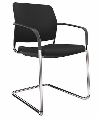 DENIOS chaise visiteur Cay, chaise cantilever, accoudoir, empilable, noir, 292442