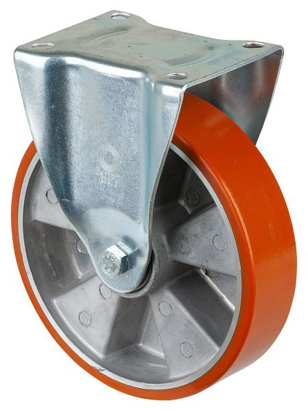 Rouleau de transport BS rollers, rouleau fixe, largeur de roue 50 mm, roue Ø 200 mm, capacité de charge 400 kg, polyuréthane coulé, corps de roue en aluminium, roulement à billes, L410.B90.202
