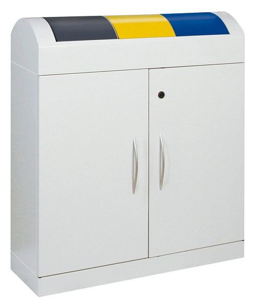 tri des déchets contondants TD 3, RAL 7035/RAL 7016, RAL 1003, RAL 5010, conteneur intérieur galvanisé, 3x45 litres, 5602007