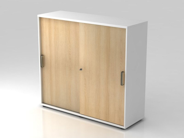 Armoire à portes coulissantes Hammerbacher 3OH 120cm poignée rayée blanc/chêne, 120x40x110 cm (LxPxH), V1753S/W/E/SG