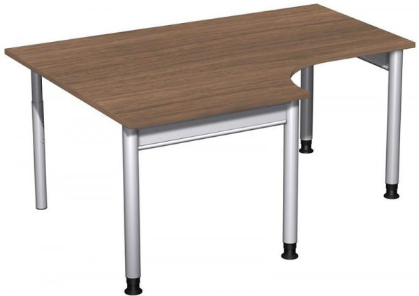 Bureau PC geramöbel gauche, réglable en hauteur, 1600x1200x680-820, noyer/argent, N-657320-NS