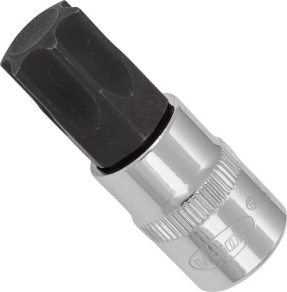 Embout de tournevis VIGOR TORX, carré creux 10 mm (3/8"), profil TORX interne, T70, longueur : 48 mm, pour fonctionnement manuel, V6083