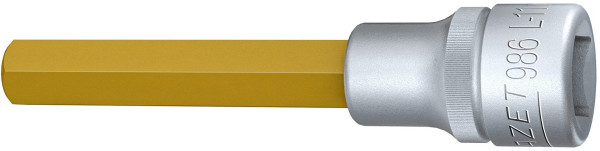 Douille tournevis Hazet, carré creux 12,5 mm, profil six pans creux, 11 mm, version longue avec moletage, 986L-11