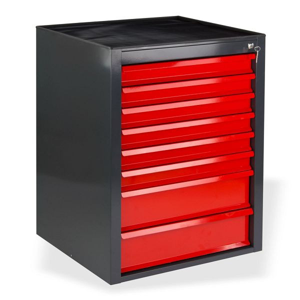Armoire à tiroirs ADB "MAMMUT" 8 tiroirs, couleur corps : gris, RAL 7016, couleur tiroirs : rouge, RAL 3020, dimensions LxPxH : 71x55x90 cm, 24860