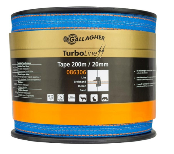 Gallagher TurboLine haut débit 20 mm 200 m bleu, 086306