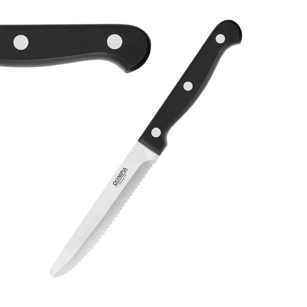 Couteau à steak OLYMPIA avec pointe ronde noir, UE: 12 pièces, CS716