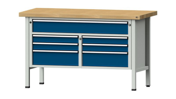 Établis ANKE Établi en caisson, modèle 258 V, 1500 x 700 x 900 mm, RAL 7035/5010, BMP 50 mm, 304.131