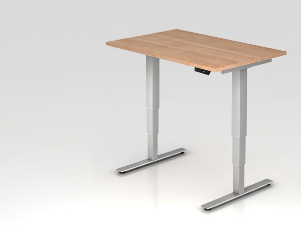 Bureau assis-debout électrique Hammerbacher 120x80cm noyer, hauteur de travail 63,5 -128,5 cm, VXDSM12/N/S