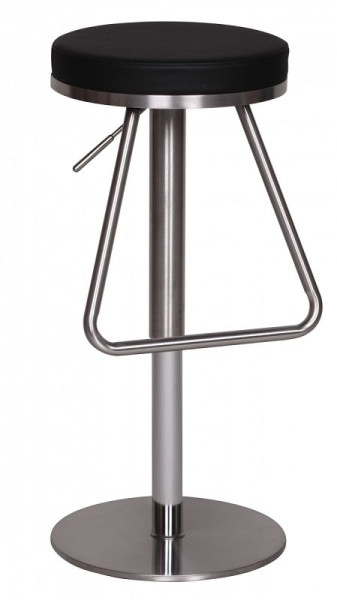 Tabouret de bar Wohnling en acier inoxydable noir, assise réglable en hauteur 54 - 79 cm, WL1.291
