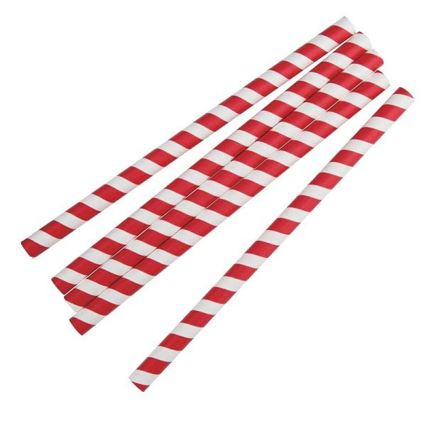 Fiesta Compostable Compostable Pailles Smoothie Emballées Individuellement 21cm Rouge-Blanc (Lot de 250), FP443