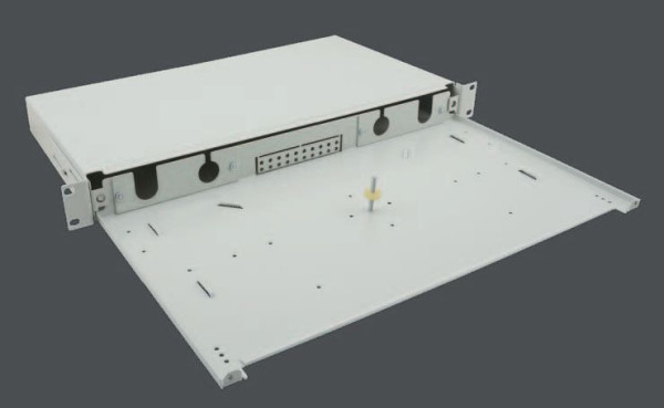 Boîtier de dérivation Helos LWL 19" pour panneau LC 6/12/24 voies, non équipé, gris, 257706