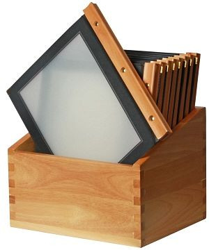 Dossier de menu Contacto en bois boîte noire avec 20 cartes, 5830/242
