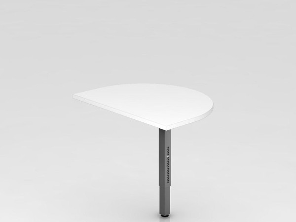 Table d'appoint Hammerbacher avec pied de support carré 60x80cm blanc/graphite, arrondie pour fixation sur un bureau, VRA60/W/G