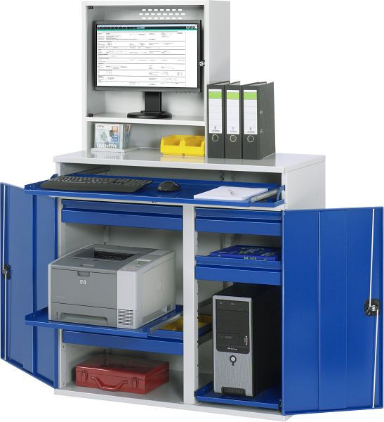 Armoire informatique RAU - modèle 66, L1100xP520xH1770mm, boîtier pour moniteur L650 x P250 x H710mm, support central pour diviser la largeur d'installation, 07-1100T-M66-MG2.11