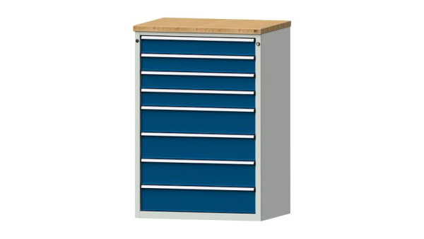 Armoire à tiroirs pour établis ANKE, modèle 4008 V, 915 x 700 x 1320 mm, RAL 7035/5010, BMP 40 mm, 611.315