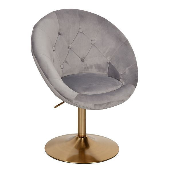 Wohnling chaise longue velours gris / or chaise pivotante design avec dossier, WL6.299