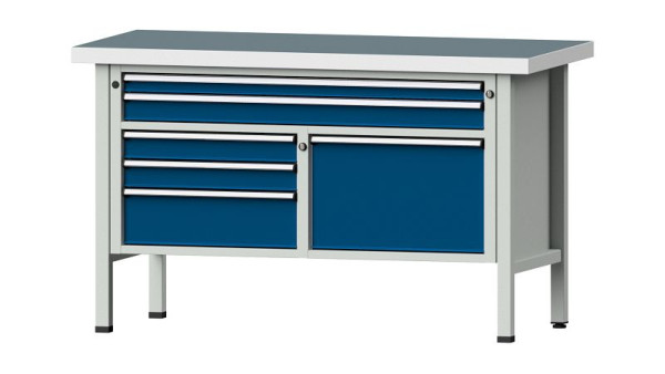Établis ANKE Établi en caisson, modèle 257 V, 1500 x 700 x 900 mm, RAL 7035/5010, UBP 50 mm, 304.123