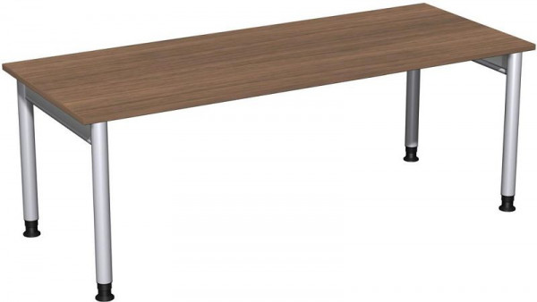 bureau geramöbel réglable en hauteur, 2000x800x680-820, noyer/argent, N-657147-NS
