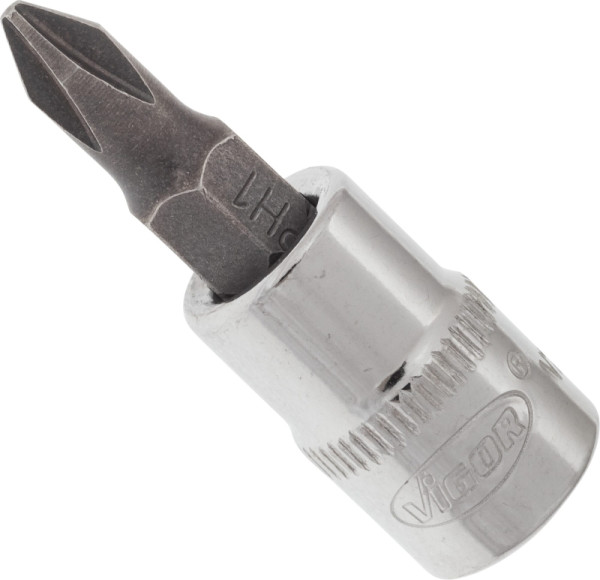 Embout de tournevis VIGOR, carré creux 6,3 mm (1/4 pouce), profil Phillips PH, PH1, V2436N
