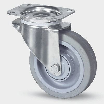 Roulette pivotante TENTE-ROLLEN, roue Ø 200 mm, capacité de charge 400 kg, hauteur de construction 240 mm, A 64 Shore, montage sur platine, 8470UFX200P63