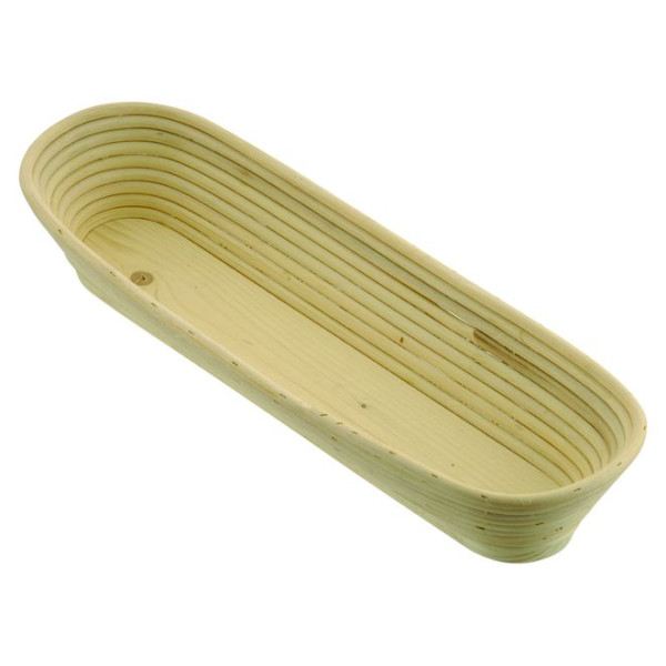 Moule à pain / panier de fermentation Schneider long avec socle en bois, tête ronde 430 x 130 mm, 1500 grammes, 201620