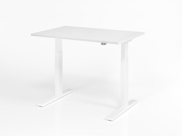 Bureau Hammerbacher XMKA12, 120 x 80 cm, plateau : blanc, épaisseur 25 mm, chant épais en ABS, forme rectangulaire, blanc, VXMKA12/W/W