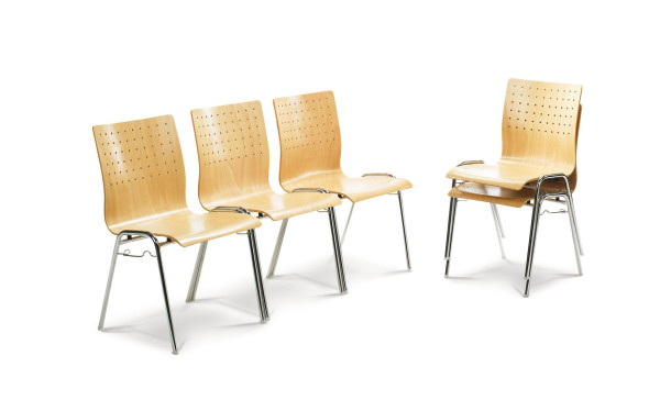 Chaise empilable Mayer Sitzmöbel , structure chromée, sans coussin, hauteur d'assise 45 cm, hêtre laqué, 2117_01_91