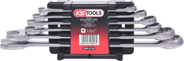 KS Tools jeu de clés mixtes en acier inoxydable, coudées, 6 pièces, 964.0130