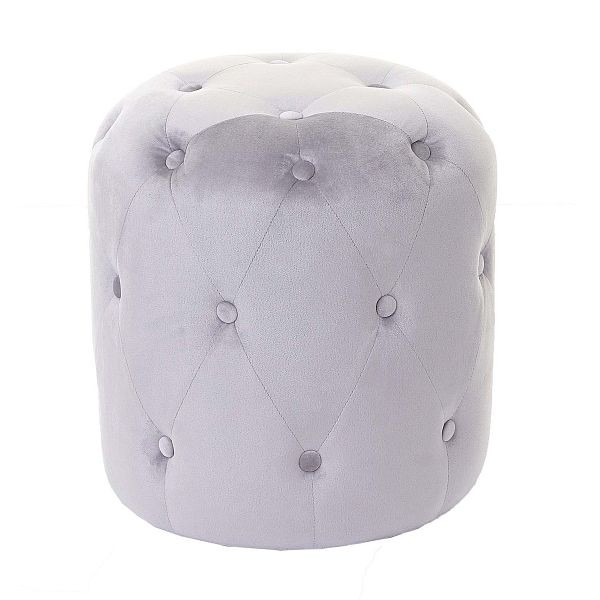 Tabouret Mendler HWC-D22, tabouret pouf, 42x39cm, velours gris clair, 62515