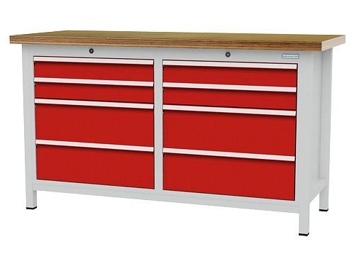 Établi à caissons Bedrunka+Hirth, R 24-16, nombre de tiroirs : 8, dimensions : 1500 x 600 x 859 mm, capacité de charge du(des) tiroir(s) : 50 kg, 03T515H60250