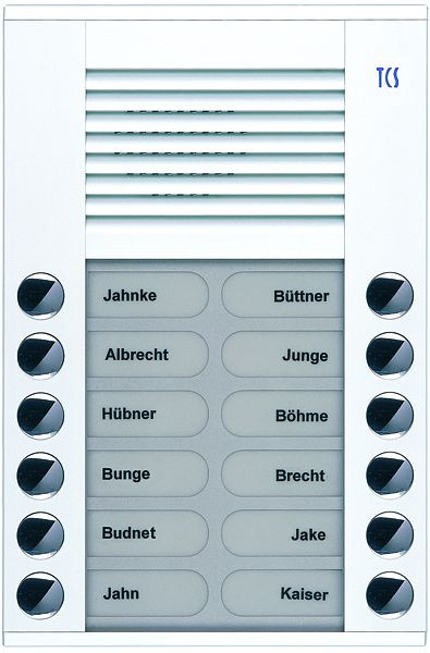 TCS audio platine de rue série PES 12 boutons de sonnette (alignés à droite/gauche), AP blanc, PES12-WS/04