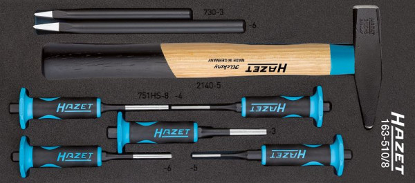 Jeu de chasse-goupilles Hazet, nombre d'outils : 8, HAZET Safety Insert System (SIS), 163-510/8