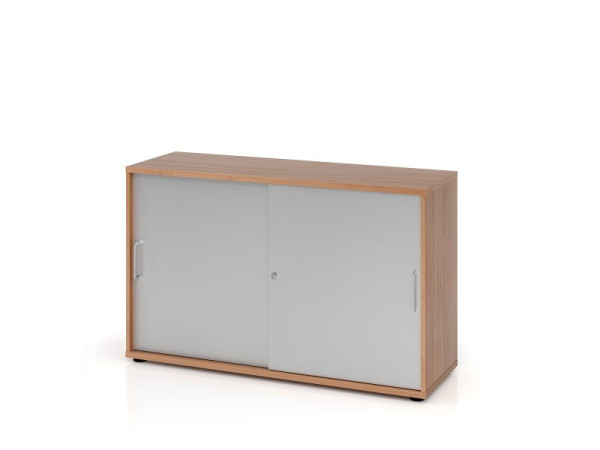 Armoire à portes coulissantes Hammerbacher 1752S BS, 2 OH, corps : noyer / façade : argent, 120 x 40 x 74,8 cm (LxPxH), V1752S/N/S/BS