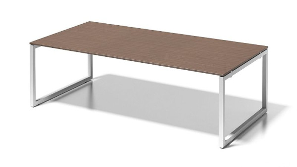 Poste de travail de direction/table de conférence Bisley Cito, cadre en O fixe en hauteur 730 mm, H 19 x L 2400 x P 1200 mm, noyer/blanc signalisation, DOF2412WN396