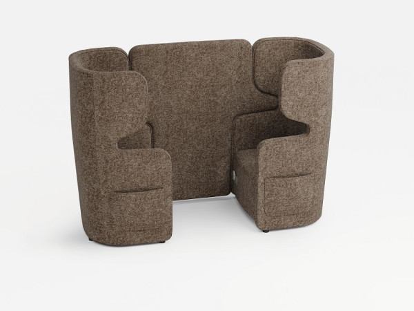 Bisley set de 2, fauteuil opposé avec dossier haut, coloris: brun-gris, prise + 2xUSB + 2 poches latérales, VIVH2SETPS2WM0103