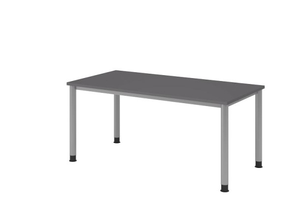 Bureau Hammerbacher 4 pieds rond 160x80cm graphite/argent, forme rectangulaire, VHS16/G/S
