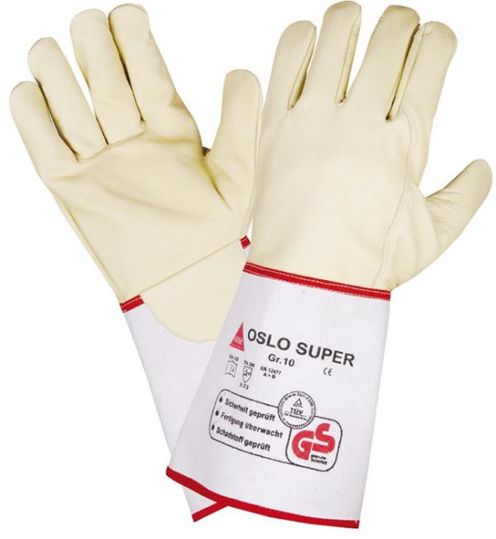 Hase Safety OSLO-SUPER, gants de soudage, manchettes, haut en cuir de vachette, taille : 7, UE : 6 paires, 105100-7