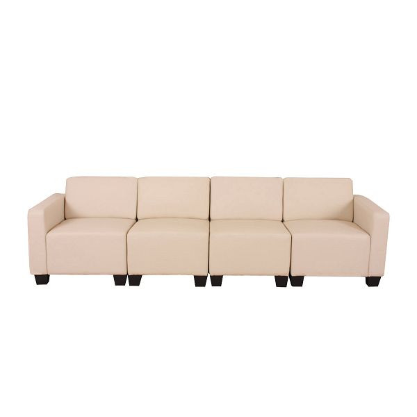 Mendler Canapé modulaire 4 places Couch Lyon, similicuir, crème, 2x21690+21694+21697