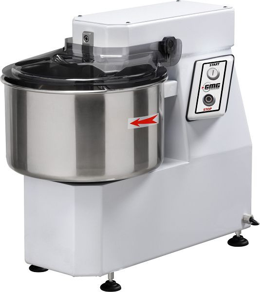 Pétrin GMG 42 L / 38 kg 400V, tête et cuve fixes, comprenant spirale, couvercle, diviseuse de pâte et cuve en acier inoxydable, TKI-4238T-SN