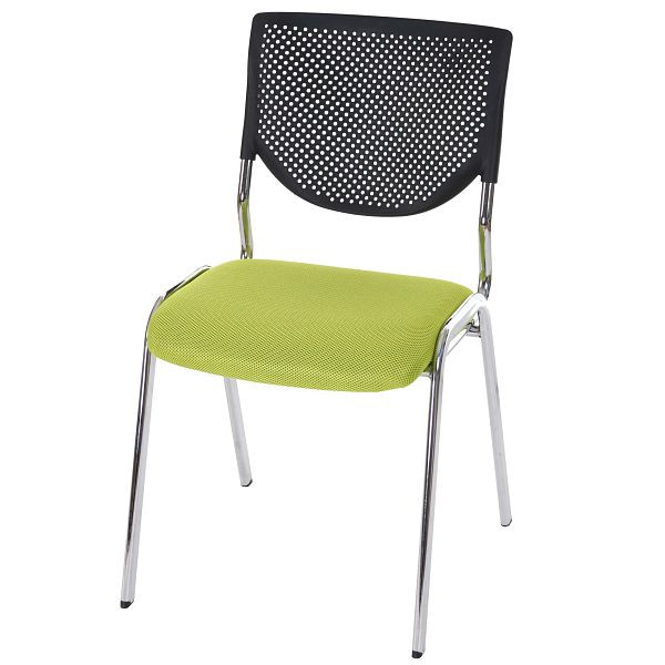 Chaise visiteur Mendler T401, chaise de conférence empilable, tissu/textile, assise verte, pieds chromés, 74878