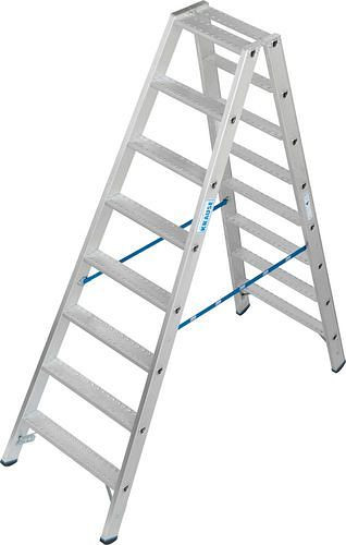 Escabeau Krause en aluminium, accessible des deux côtés, 2 x 8 marches R 13, 307629
