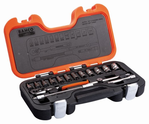 Jeu de clés à douille Bahco 1/4", 16 pièces, pouces, S160AF