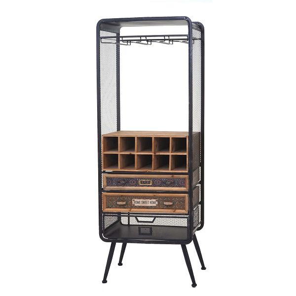 Mendler casier à vin HWC-C91, porte-bouteilles bar meuble à vin pour 10 bouteilles, bois de sapin vintage 157x57x38cm, 61960
