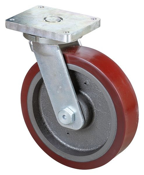 Roulettes BS Roulette robuste, largeur de roue 100 mm, Ø roue 400 mm, capacité de charge 3500 kg, polyuréthane coulé 95 Shore A, corps de roue en fonte, roulements à billes, RR100.C10.401