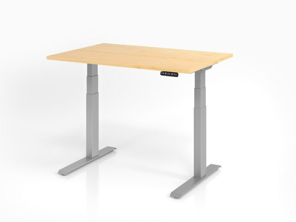 Bureau Hammerbacher XDKB12, 120 x 80 cm, plateau : érable, épaisseur 25 mm, chant épais en ABS, forme rectangulaire, VXDKB12/3/S