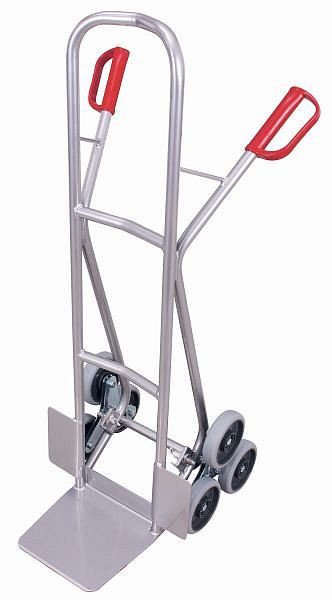 Diable-escalier VARIOfit en aluminium, 2 étoiles à roues à trois bras, dimensions extérieures : 610 x 630 x 1 310 mm (LxPxH), ap-1300